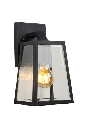 Настенный светильник Matslot 29828/01/30 Lucide уличный IP23 чёрный 1 лампа, плафон прозрачный в стиле лофт кантри E27